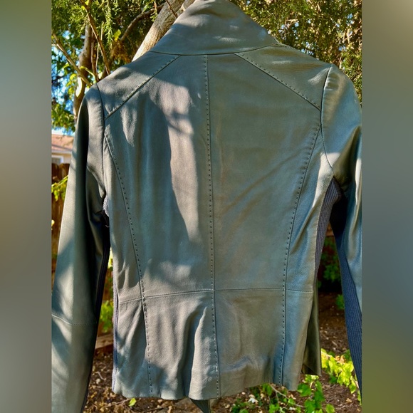 Vince 100% Goat Leather Moto Jacket Funnel Neck S Womens Charcoal Grey - Picture 16 of 16